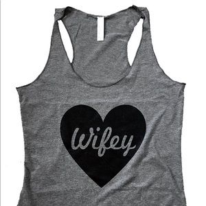 American Apparel Grey Racerback Wifey Tank Top
